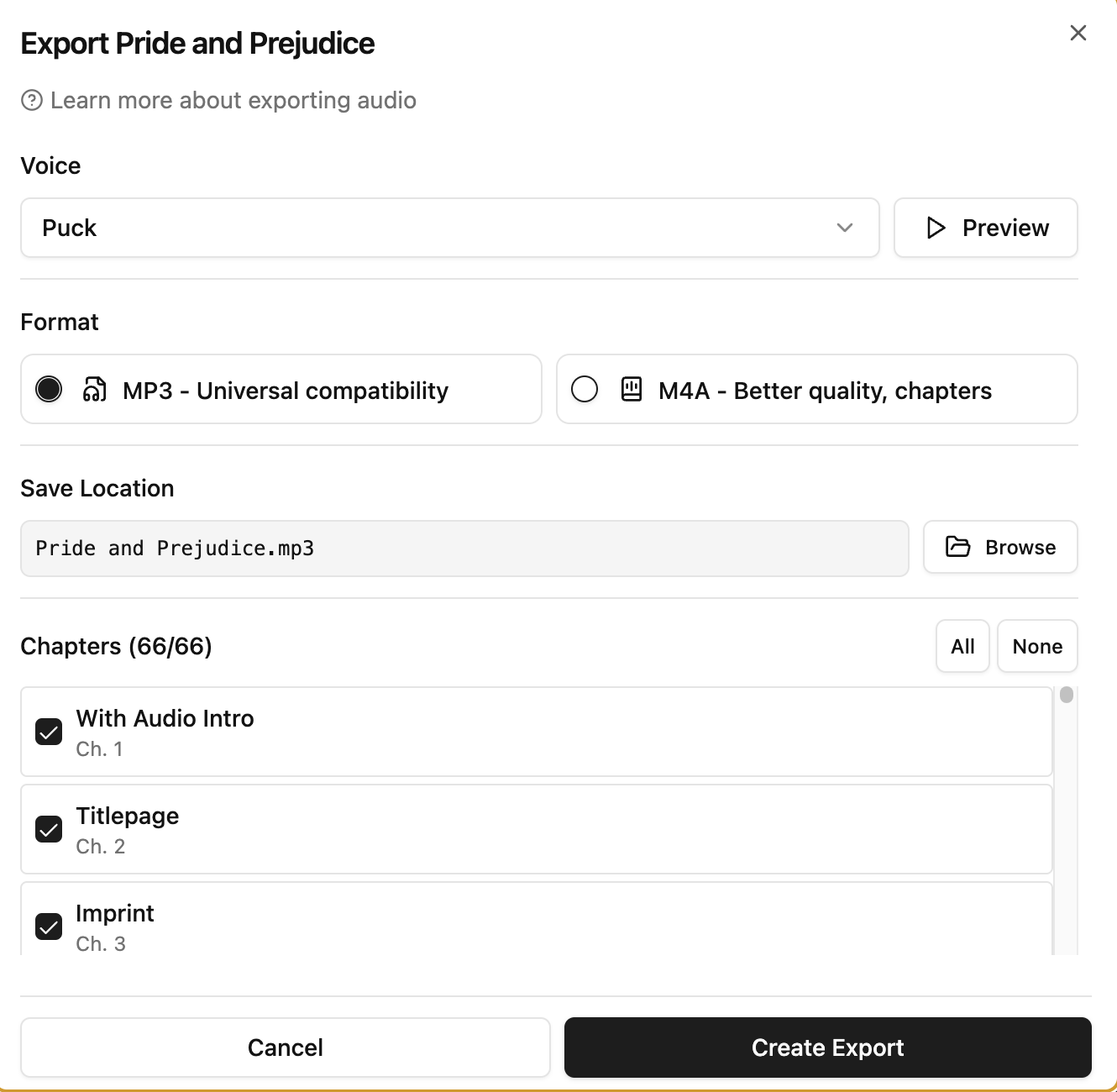 Export Dialog