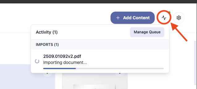 In Progress Actions Panel
